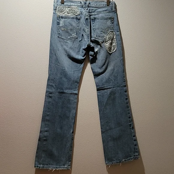 Miss Me Marilyn 26 Bootcut Patchwork Boho Cottagecore Indie Distressed Blue Jean - Picture 3 of 16